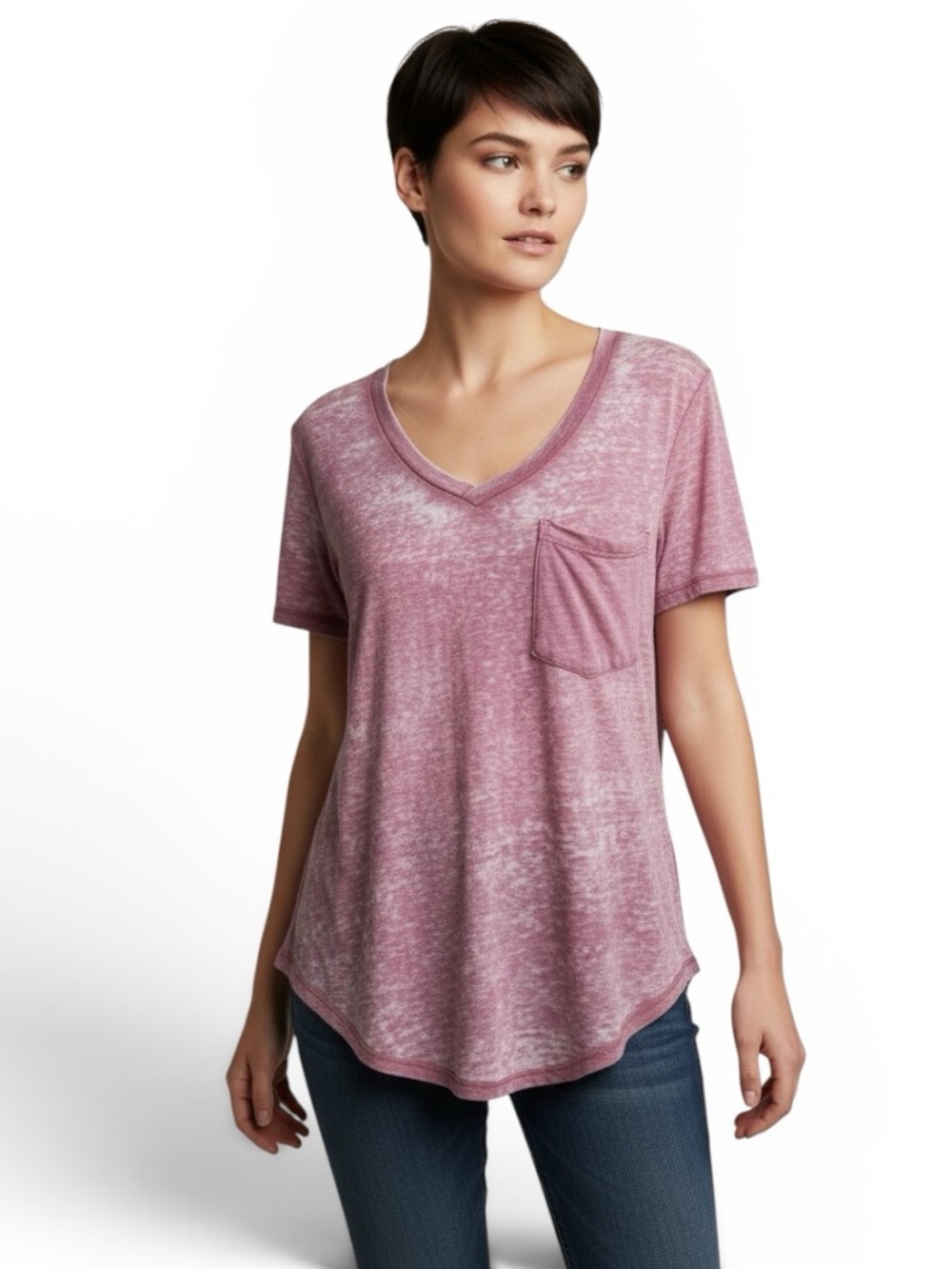 Altar’d State pink burnout v-neck tee